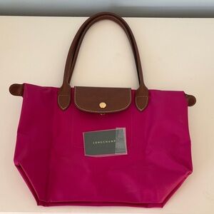 LONGCHAMP LE PLIAGE SMALL TOTE WITH LONG HANDLES IN FUCHSIA